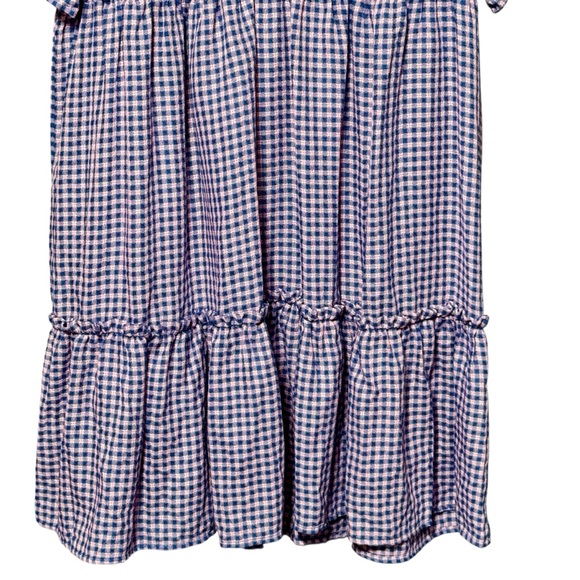Umgee Gingham Pink and Blue Plaid Ruffled Babydoll Puff Sleeve Cotton Dress XL - Picture 4 of 10